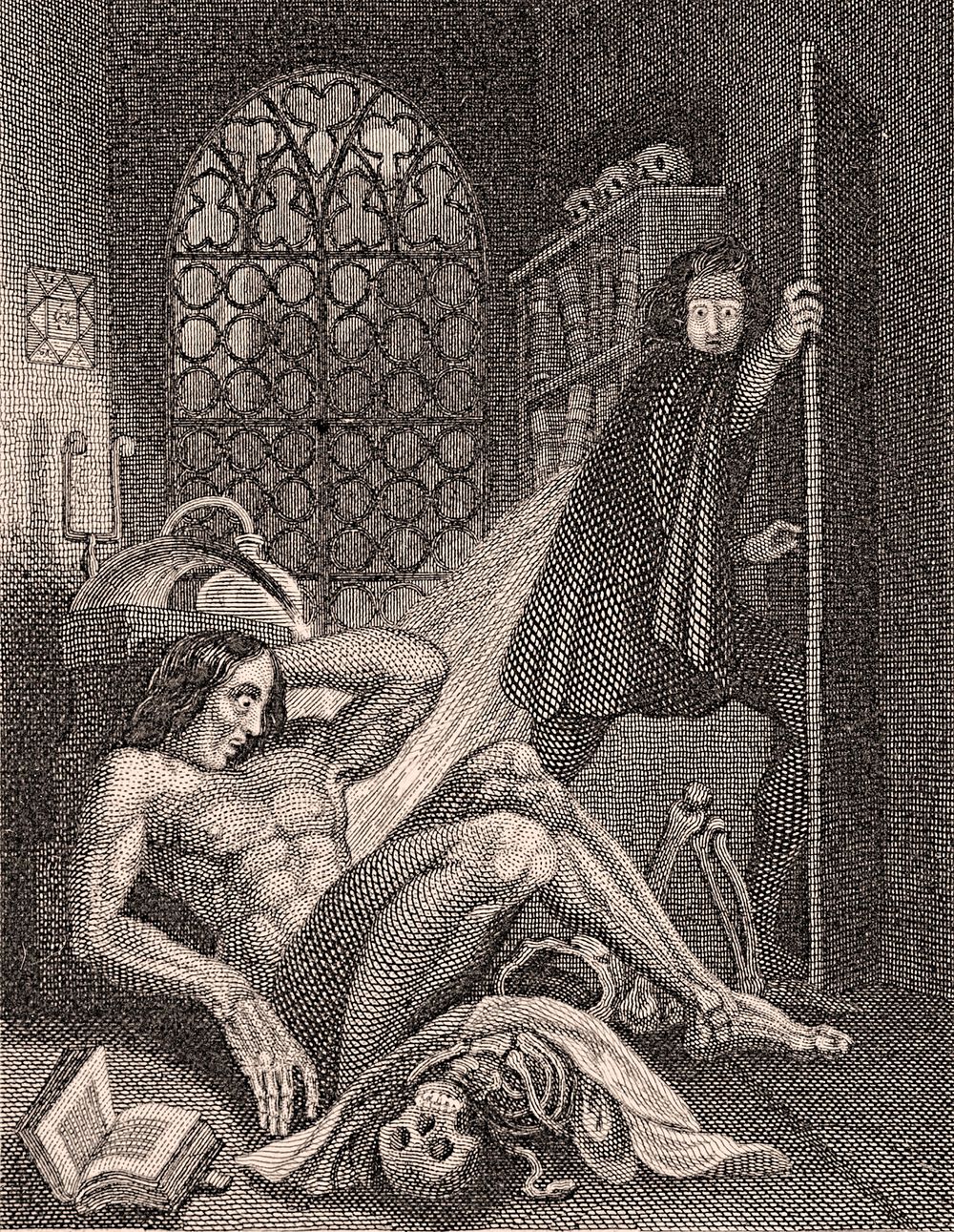 The frontispiece of an 1831 edition of Frankenstein